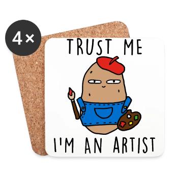 TRUST ME IM AN ARTIST - Coasters (set of 4) - white - Front
