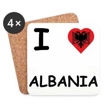 I LOVE ALBANIA / ALBANIEN GESCHENKIDEE - Untersetzer (4er-Set) - Weiß - Vorne