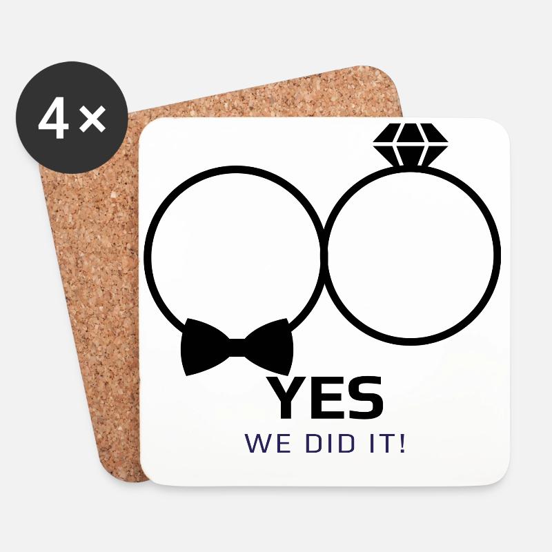 Hochzeit we did it - Untersetzer (4er-Set) - Weiß