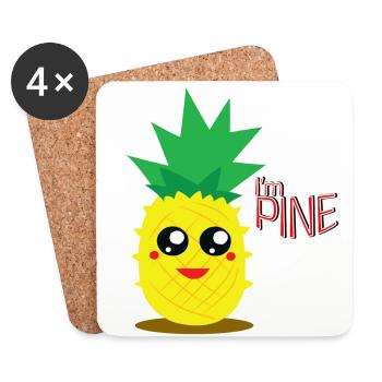 Lustige Ananas - Untersetzer (4er-Set) - Weiß - Vorne