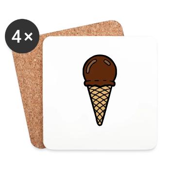 Eis mit Schoko im Sommer - Untersetzer (4er-Set) - Weiß - Vorne