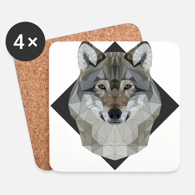 Wolf - Untersetzer (4er-Set) - Weiß