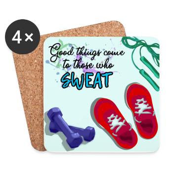GOOD THINGS COME with fitness - Untersetzer (4er-Set) - Weiß - Vorne