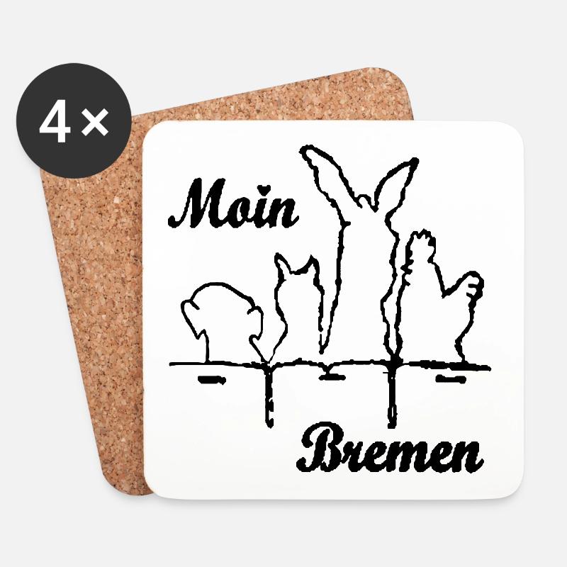 Moin aus Bremen mit den Stadtmusikanten - Untersetzer (4er-Set) - Weiß