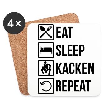 Manger Dormir caca Répétition Geek Cadeau - Dessous de verre (lot de 4) - blanc - Devant