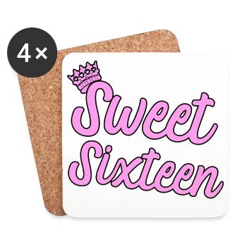 16th Birthday Shirt Idea Gift - Coasters (set of 4) - white - Front