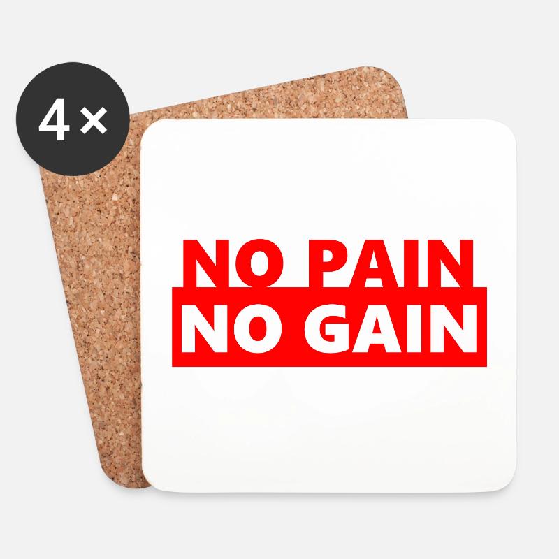 NO PAIN NO GAIN - Untersetzer (4er-Set) - Weiß
