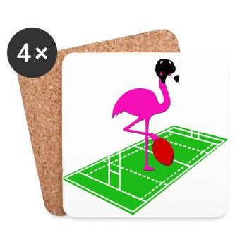 Rugby Flamingo - Untersetzer (4er-Set) - Weiß - Vorne
