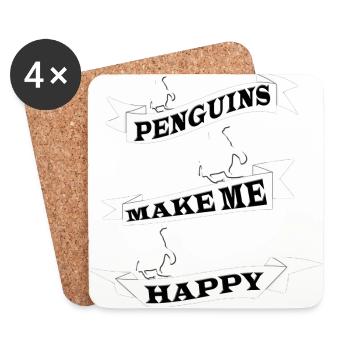 Pinguin - Untersetzer (4er-Set) - Weiß - Vorne
