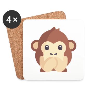 émoticône de singe mignon - Dessous de verre (lot de 4) - blanc - Devant