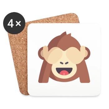 émoticône de singe mignon - Dessous de verre (lot de 4) - blanc - Devant