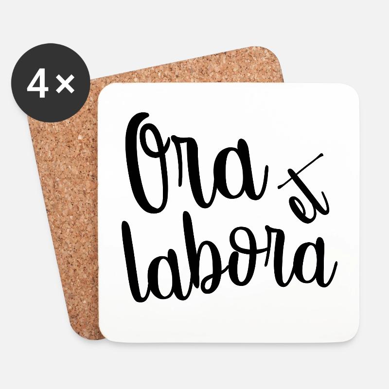 Ora et labora 2N - Untersetzer (4er-Set) - Weiß