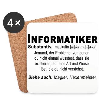 Informatiker lustige Definition Student Nerd Shirt - Untersetzer (4er-Set) - Weiß - Vorne