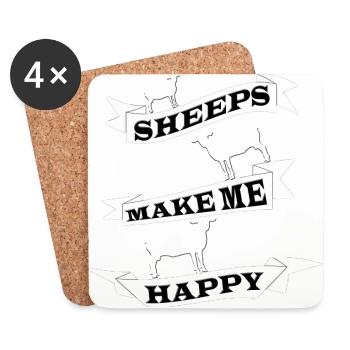 sheep - Coasters (set of 4) - white - Front