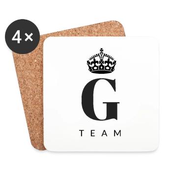 G-Team Couronne Inscription, idée cadeau - Dessous de verre (lot de 4) - blanc - Devant