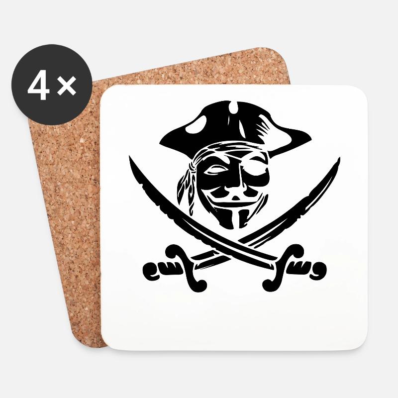 Pirat Anonymous Geschenk - Untersetzer (4er-Set) - Weiß