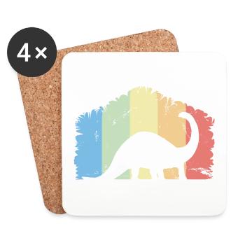 Dino Dinos Dinosaur Brachiosaurus cadeau - Dessous de verre (lot de 4) - blanc - Devant