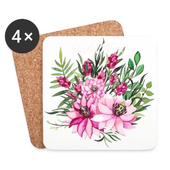 bouquet v1 - Coasters (set of 4) - white - Front