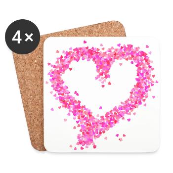Herz pink - Untersetzer (4er-Set) - Weiß - Vorne