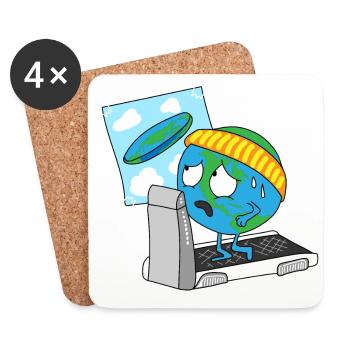 runde Erde Scheibe Erdscheibe Erdkugel Planet - Untersetzer (4er-Set) - Weiß - Vorne