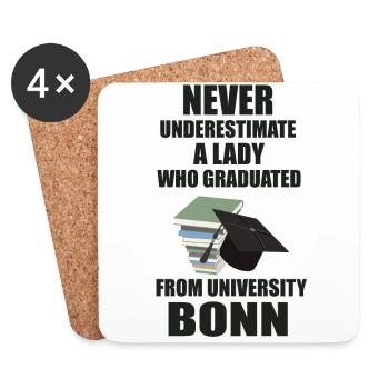 Never Underestimate a Lady - University Bonn - Coasters (set of 4) - white - Front
