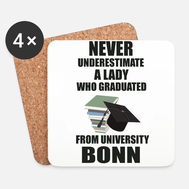 Never Underestimate a Lady - University Bonn - Untersetzer (4er-Set) - Weiß