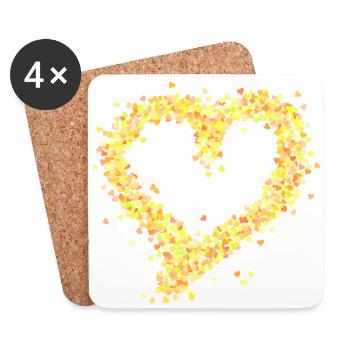 Heart yellow - Coasters (set of 4) - white - Front