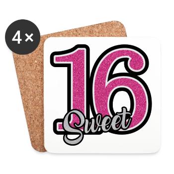 Sweet 16 - Untersetzer (4er-Set) - Weiß - Vorne