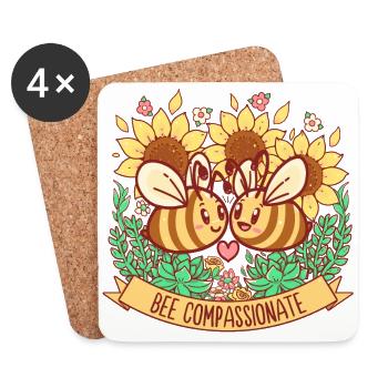 Bee Compassionate - Save the Bees - Coasters (set of 4) - white - Front