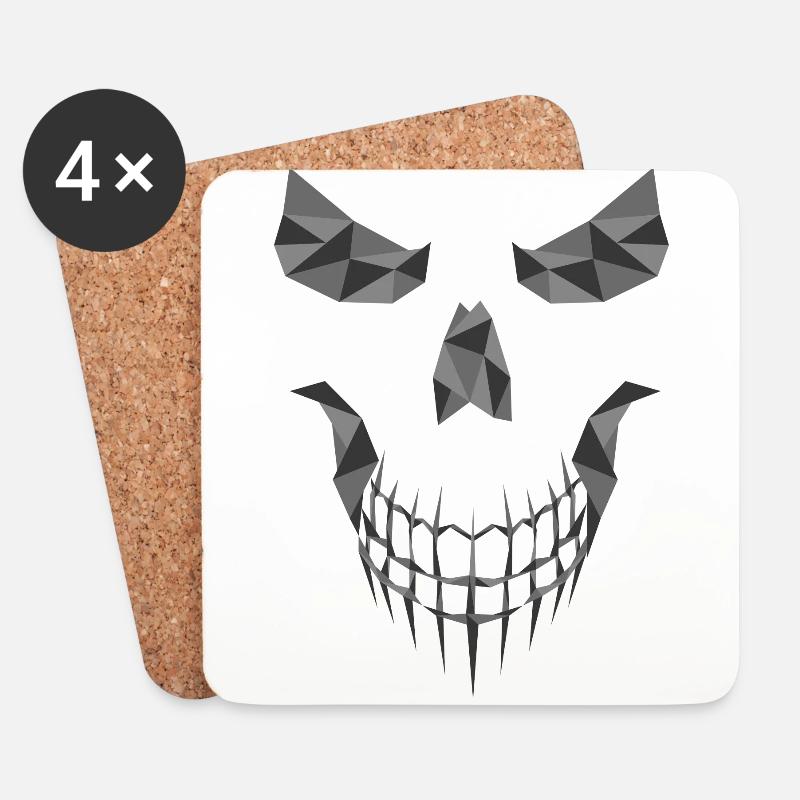 Totenkopf geometrisch - Untersetzer (4er-Set) - Weiß