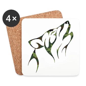 Wolf Camouflage Animal Nature Wilderness Predator Shirt - Coasters (set of 4) - white - Front