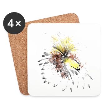 Oiseau de paradis - Dessous de verre (lot de 4) - blanc - Devant