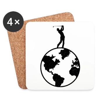 Golf Golfer Golf Course Golfer Weltkugel - Coasters (set of 4) - white - Front
