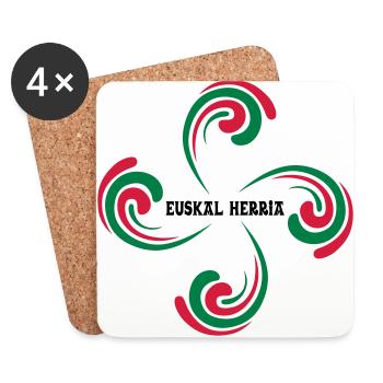 Croix Basque - Dessous de verre (lot de 4) - blanc - Devant