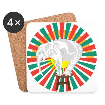 Éléphant blanc dans le cirque - Dessous de verre (lot de 4) - blanc - Devant