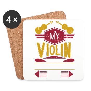 Cadeau drôle de luthier pour instrument à cordes - Dessous de verre (lot de 4) - blanc - Devant