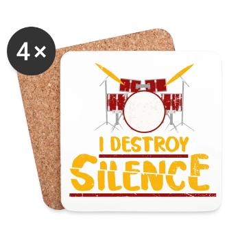 Lustig Schlagzeuger Trommler Drums Geschenk - Untersetzer (4er-Set) - Weiß - Vorne