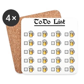 ToDo Liste Chope de bière Liste de check-list drôle - Dessous de verre (lot de 4) - blanc - Devant