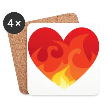 Coeur avec le feu de - Dessous de verre (lot de 4) - blanc - Devant