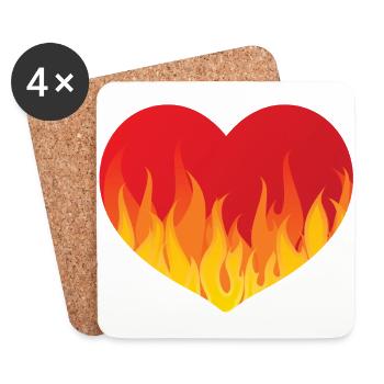 Coeur avec le feu de - Dessous de verre (lot de 4) - blanc - Devant