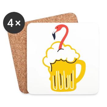 Flamingo beer glass beer gift pink beer mug - Coasters (set of 4) - white - Front