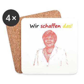 Wir schaffen das! Merkel-Spruch Corona Krise 2020 - Untersetzer (4er-Set) - Weiß - Vorne