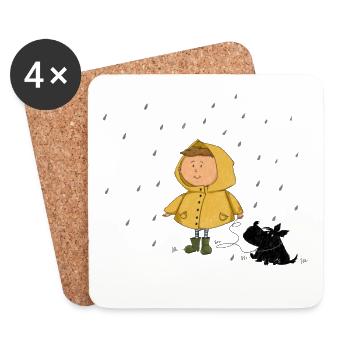 Regenschauer - Untersetzer (4er-Set) - Weiß - Vorne
