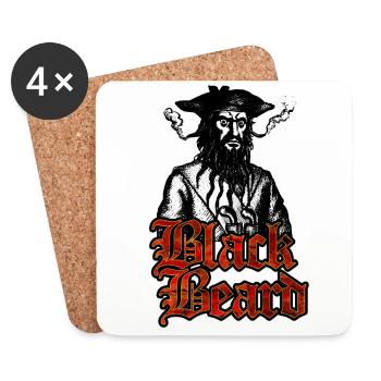 Pirate Blackbeard - Captain Blackbeard - Coasters (set of 4) - white - Front