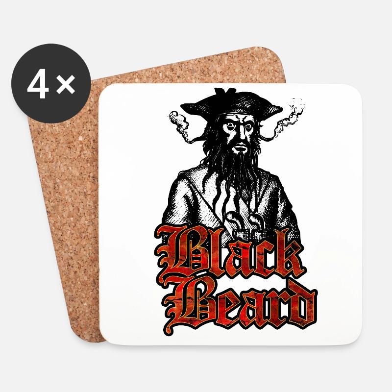 Pirate Blackbeard - Captain Blackbeard - Coasters (set of 4) - white