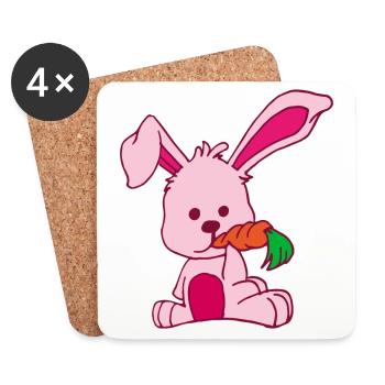 Plat de conception Lapin aime carotte rose sucré - Dessous de verre (lot de 4) - blanc - Devant