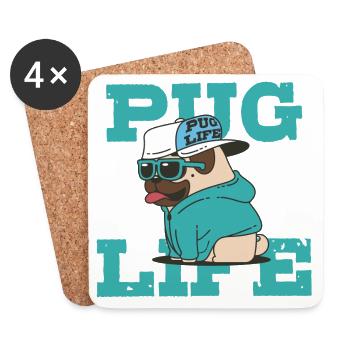 Pug Life - Untersetzer (4er-Set) - Weiß - Vorne