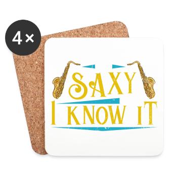 Lustig Saxophonist Saxofonistin Geschenk - Untersetzer (4er-Set) - Weiß - Vorne