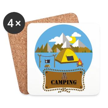 Plan de design outdoor Camping Camp de camp de camp montagnes - Dessous de verre (lot de 4) - blanc - Devant