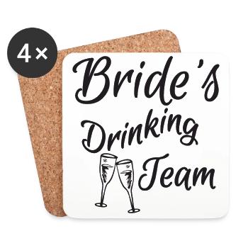 Bachelorette Party Hochzeit Braut Trinkteam - Untersetzer (4er-Set) - Weiß - Vorne
